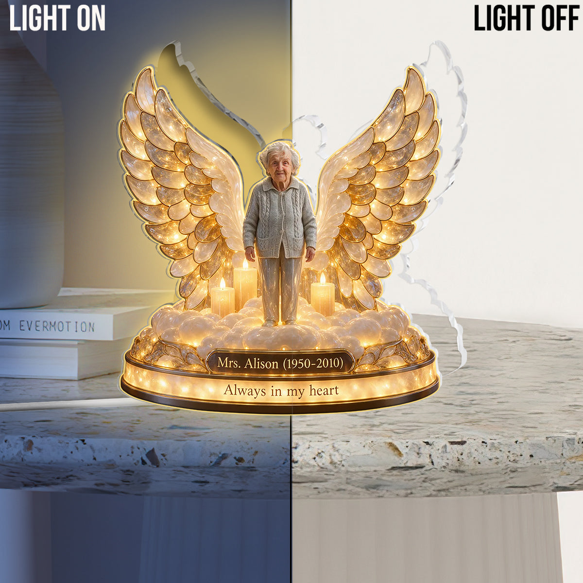 Personalisierte Gedenkgeschenk, Ein schönes Andenken zur Ehrung eines geliebten Menschen - Personalisierte Gedenk-Acryl-LED-Nachtlicht