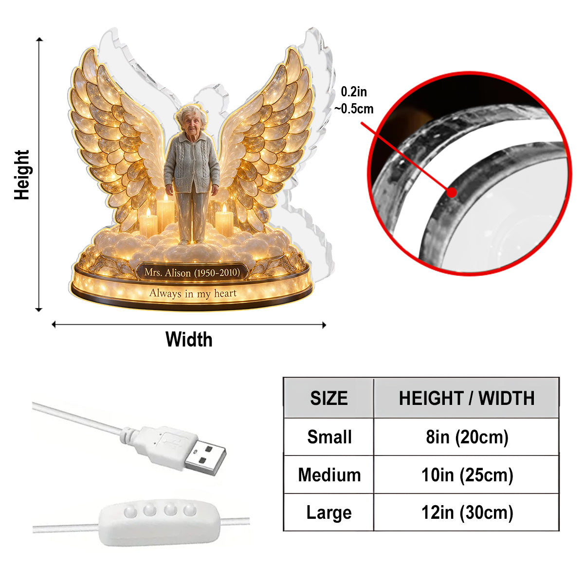 Personalisierte Gedenkgeschenk, Ein schönes Andenken zur Ehrung eines geliebten Menschen - Personalisierte Gedenk-Acryl-LED-Nachtlicht