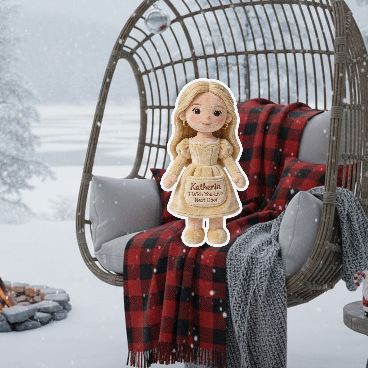 Ich wünschte, du würdest nebenan wohnen – personalisiertes Kissen in Form eines besten Freundes aus Kunstfell