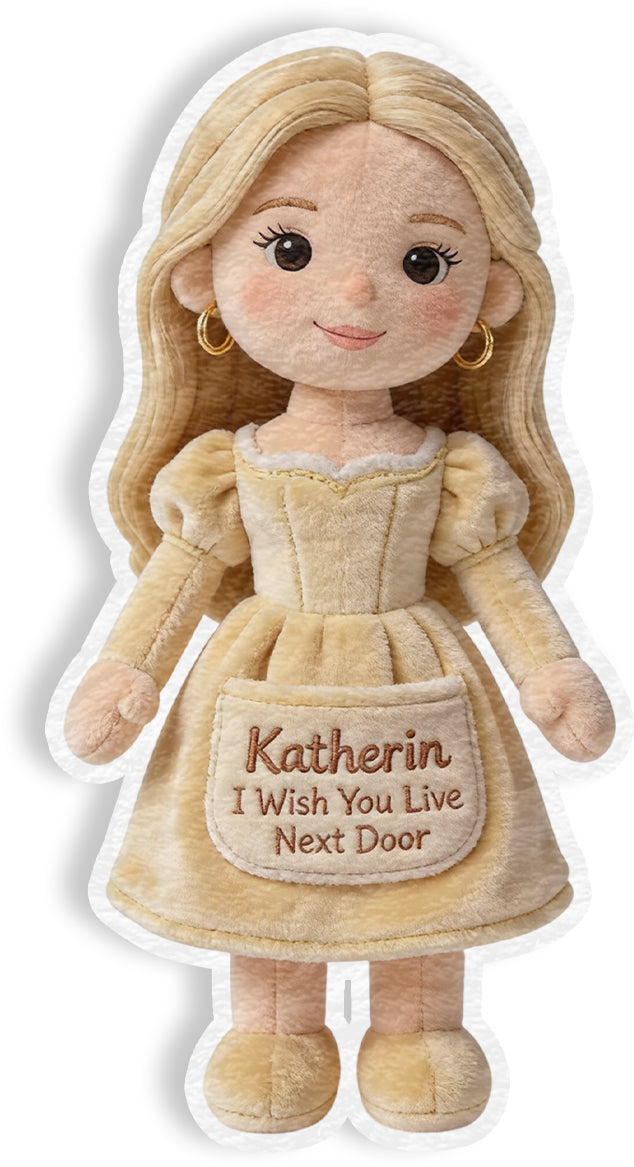 Ich wünschte, du würdest nebenan wohnen – personalisiertes Kissen in Form eines besten Freundes aus Kunstfell