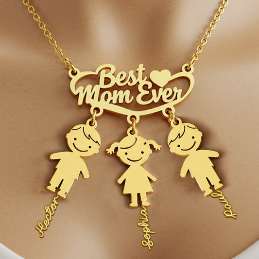 Best Mom Ever - Personalized Mother Necklace with Charms