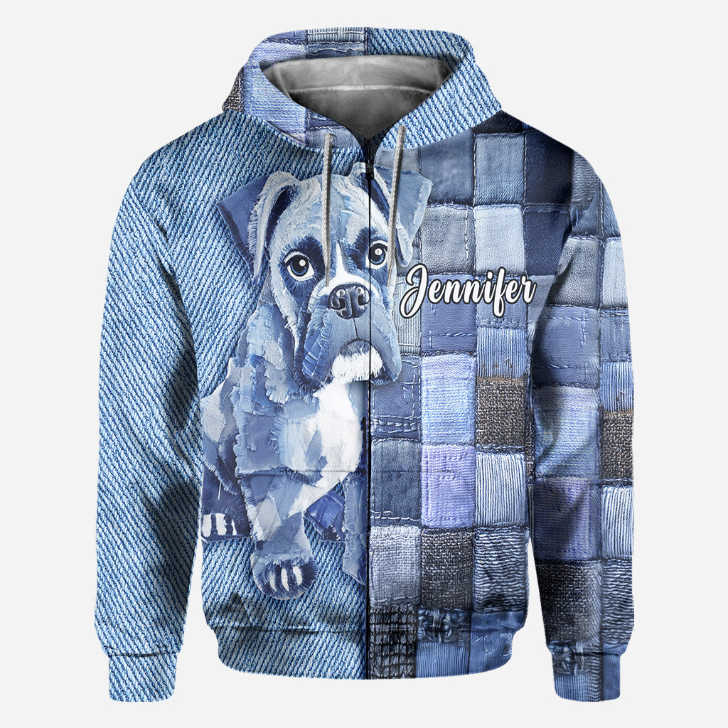 T-shirt personnalisé « Love Boxer » avec motif chien.