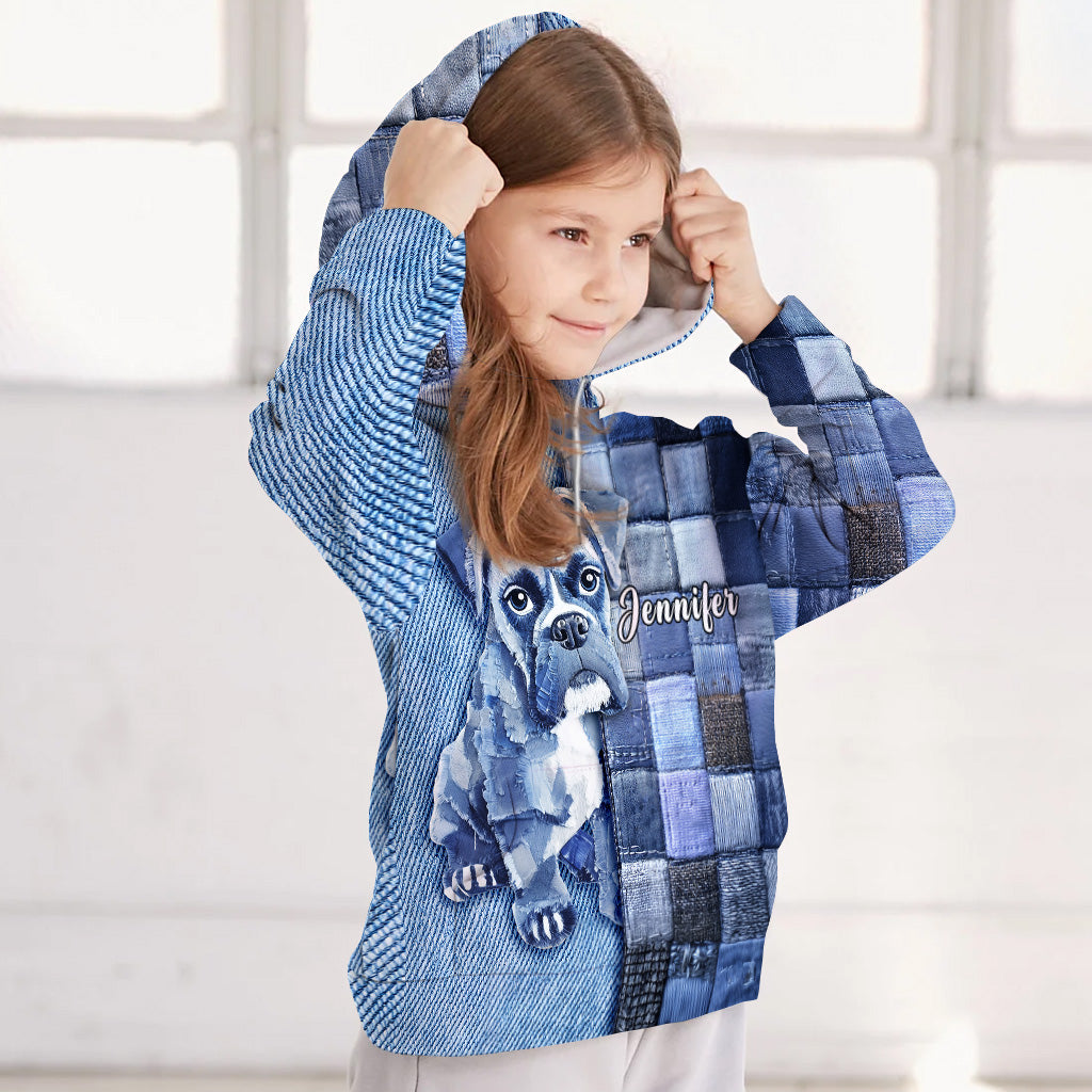 T-shirt personnalisé « Love Boxer » avec motif chien.