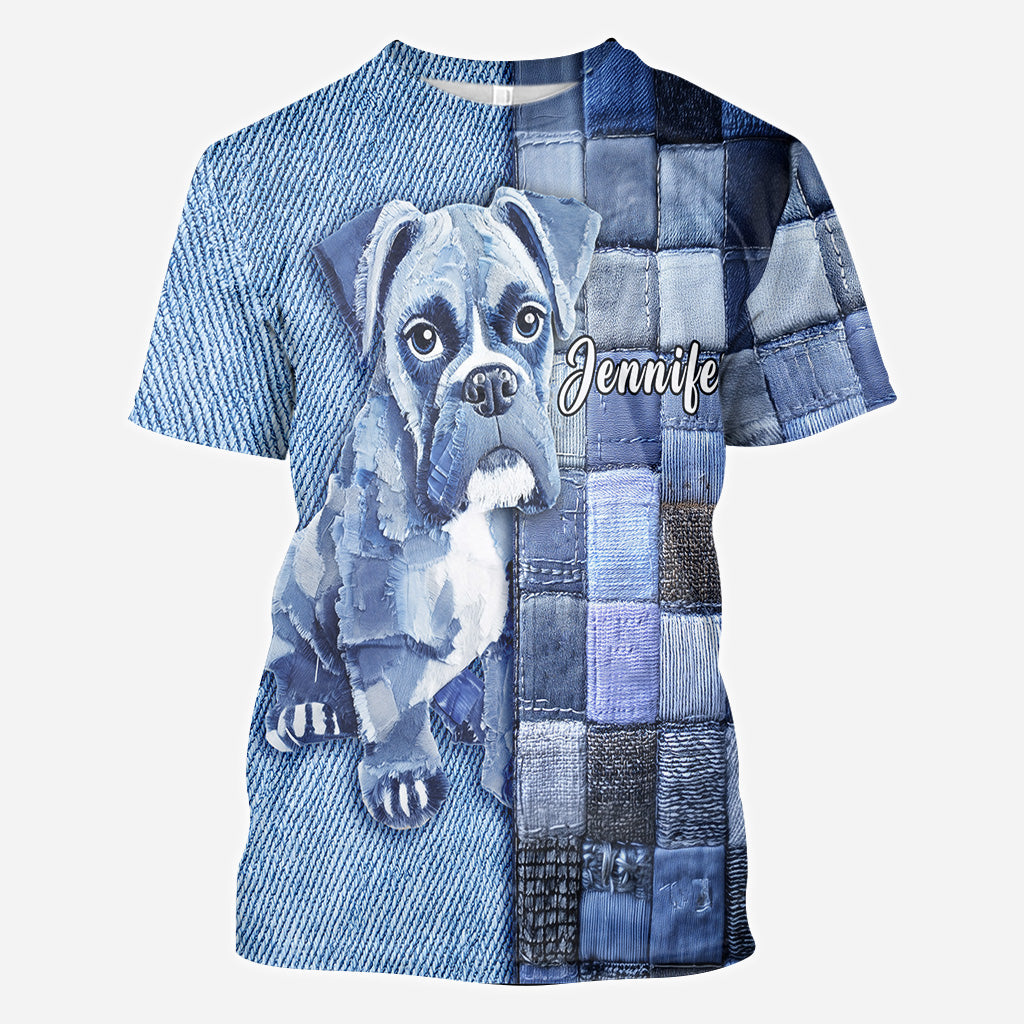 T-shirt personnalisé « Love Boxer » avec motif chien.