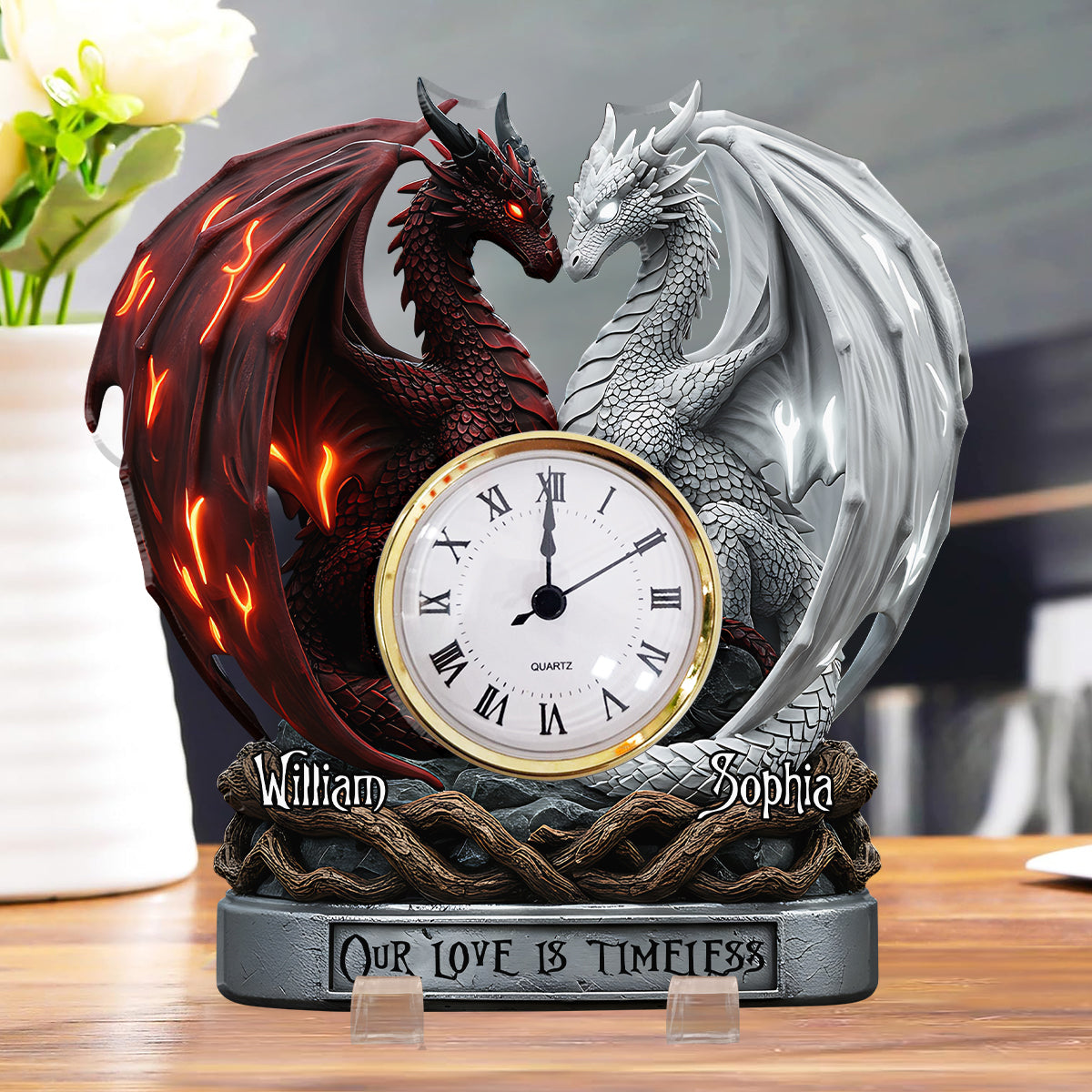 Our Love Is Timeless - Personalized Couple Acrylic Clock Plaque