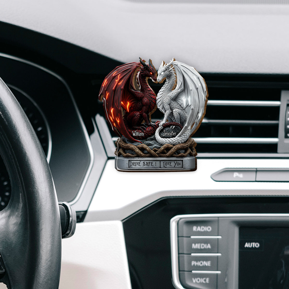 Drive Safe I Love You - Personalized Couple Shaped Car Visor Clip