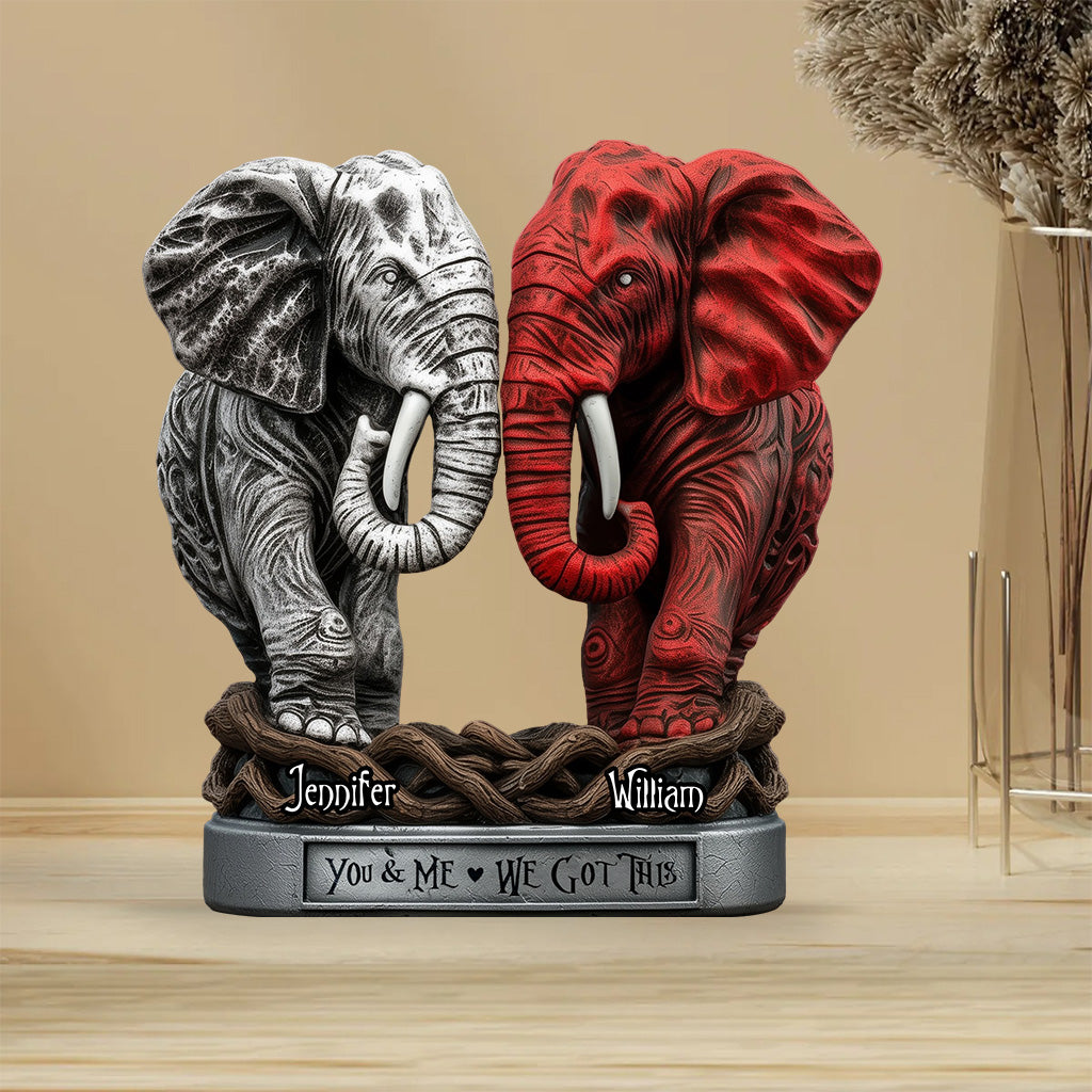 You & Me - Personalized Elephant Custom Shaped Acrylic Plaque