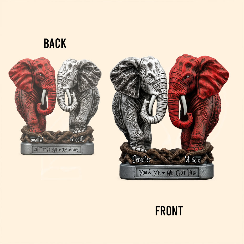 You & Me - Personalized Elephant Custom Shaped Acrylic Plaque