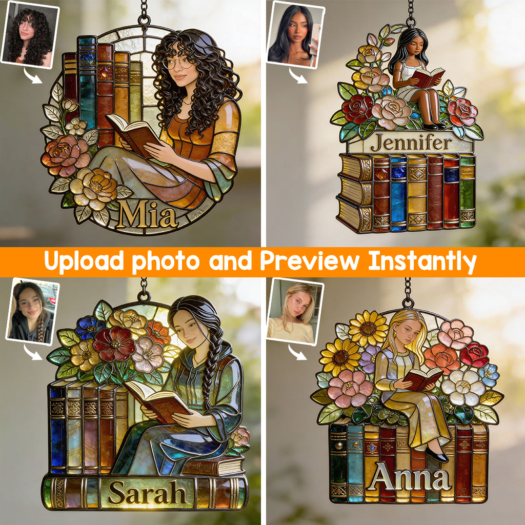 Just A Girl Who Loves Books - Personalized Book Window Hanging Suncatcher Ornament