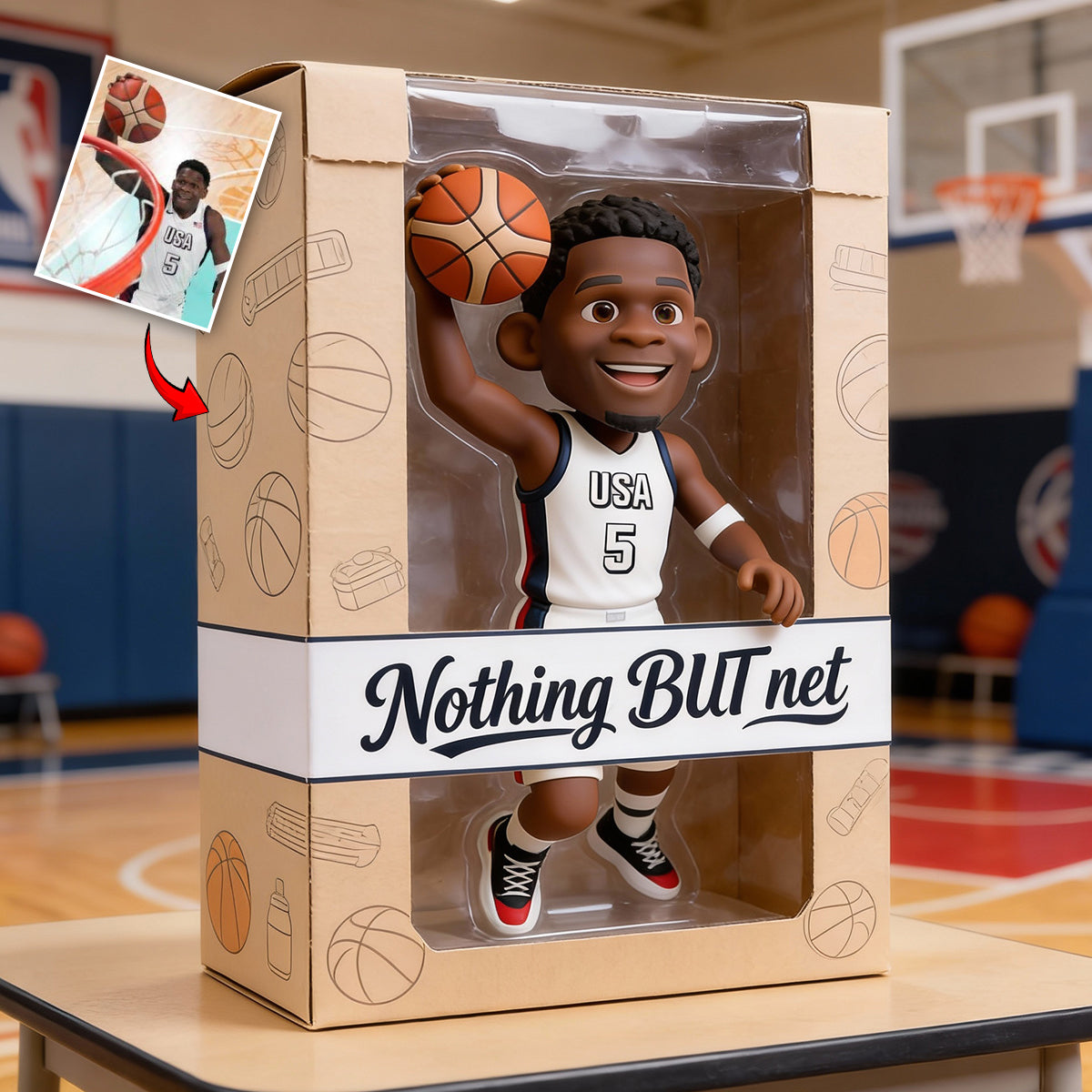 Liebe zum Basketball – Personalisierte Acrylplakette in Basketballform