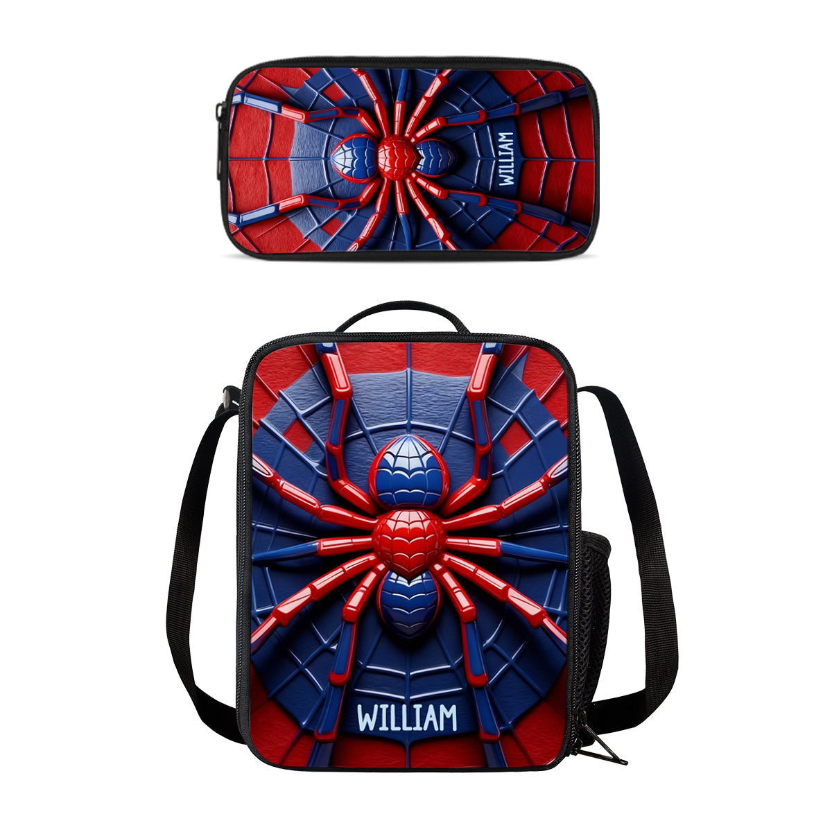 Spider - Personalized Kid Backpack Lunch Bag Pencil Case Set