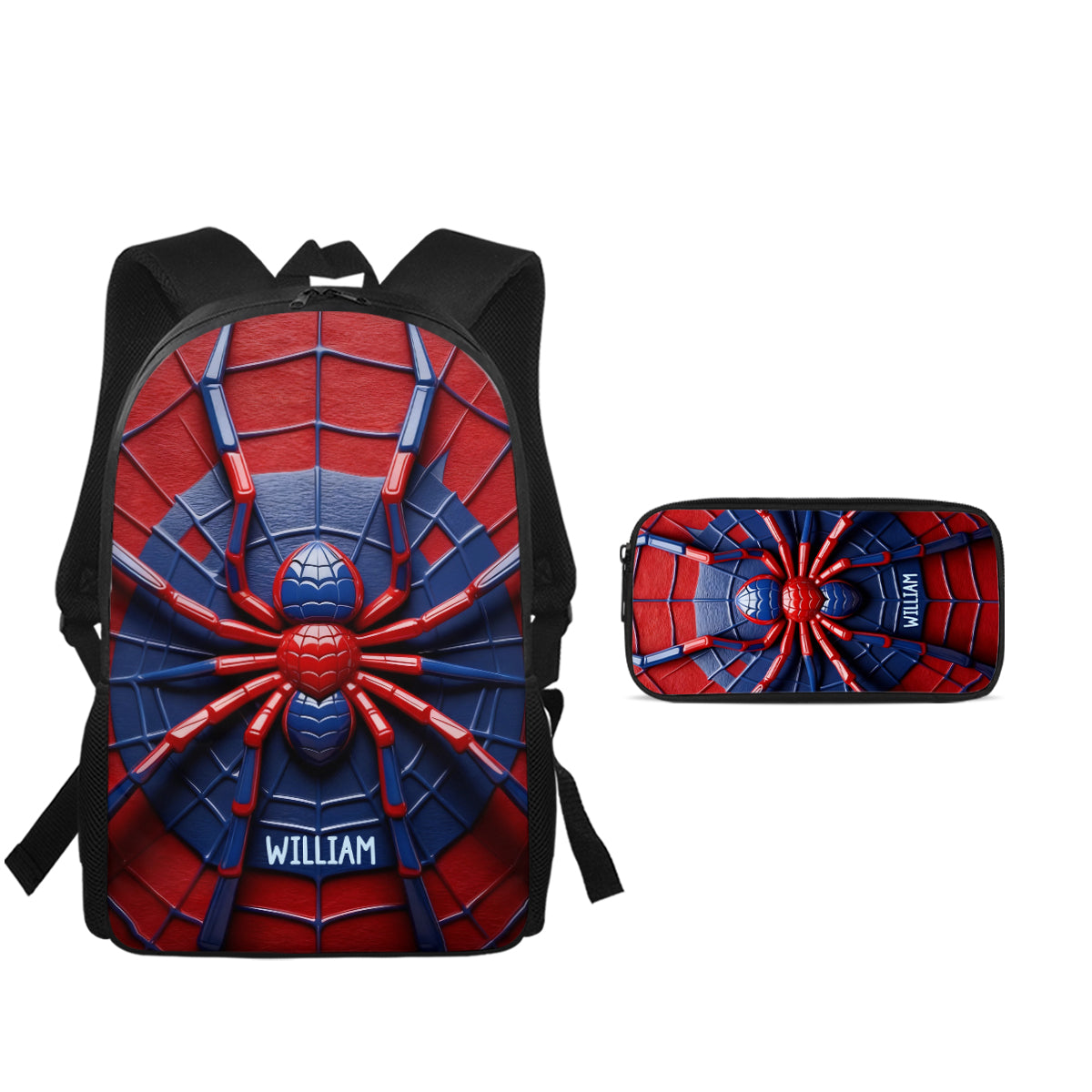 Spider - Personalized Kid Backpack Lunch Bag Pencil Case Set
