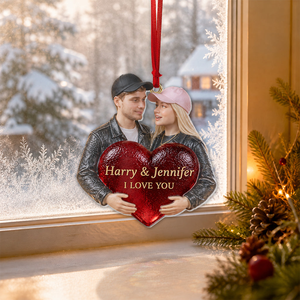 I Love You - Personalized Couple Custom Shape Glass Ornament