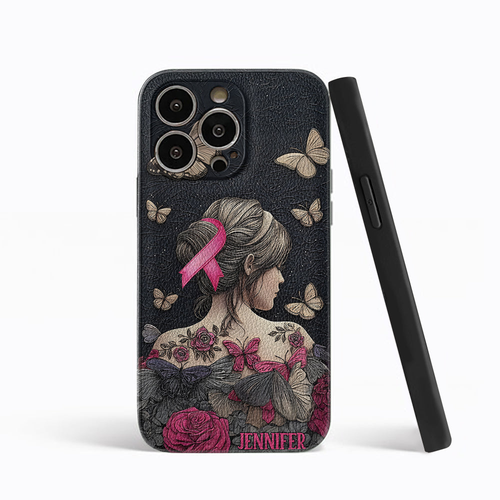 Breast Cancer Awareness - Personalized Breast Cancer Awareness Leather Phone Case
