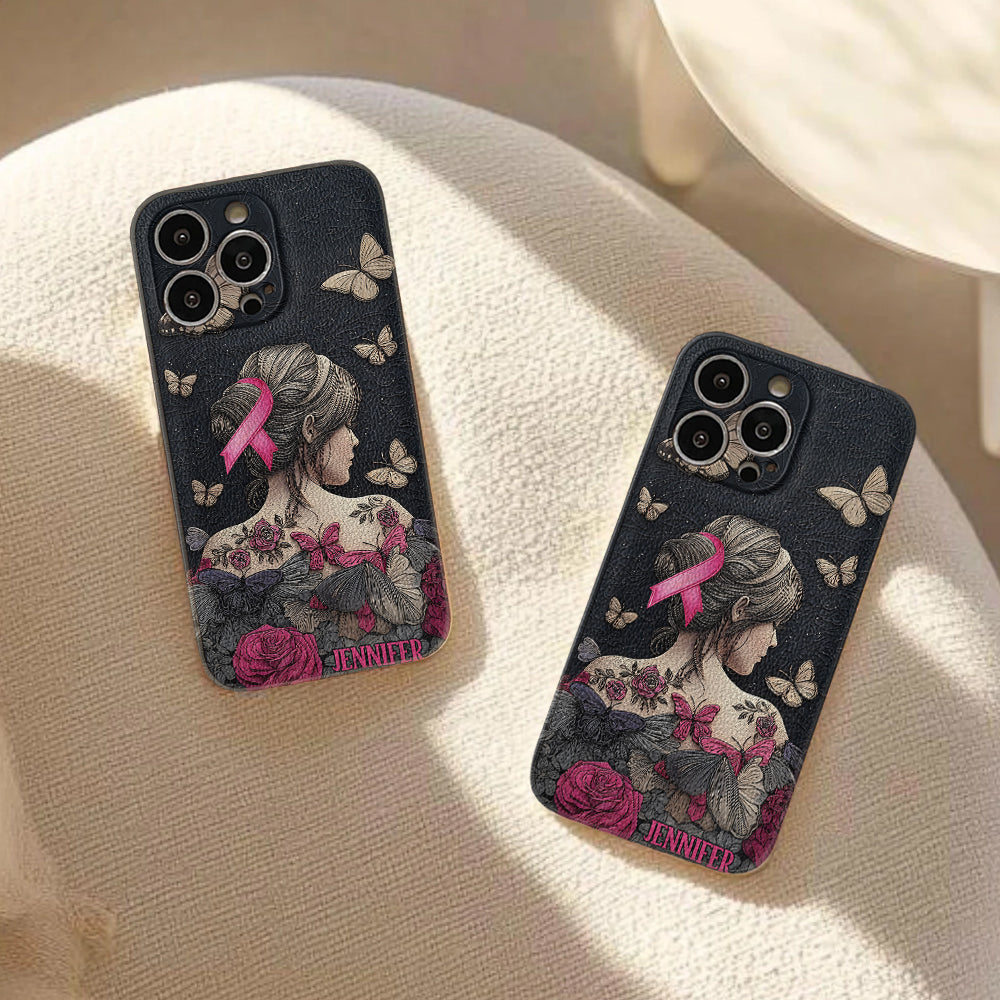 Breast Cancer Awareness - Personalized Breast Cancer Awareness Leather Phone Case