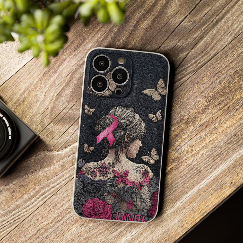 Breast Cancer Awareness - Personalized Breast Cancer Awareness Leather Phone Case