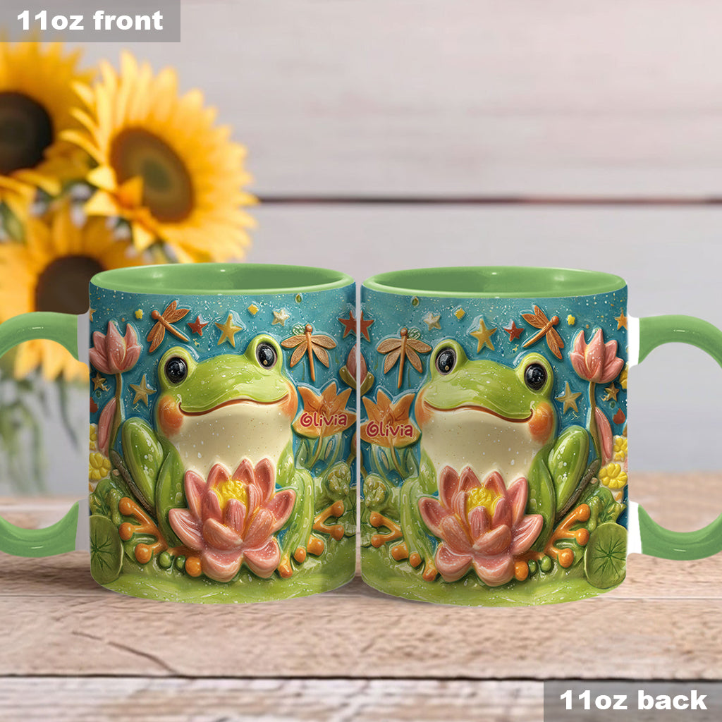 Cute Frog And Lotus - Personalized Frog Accent Mug