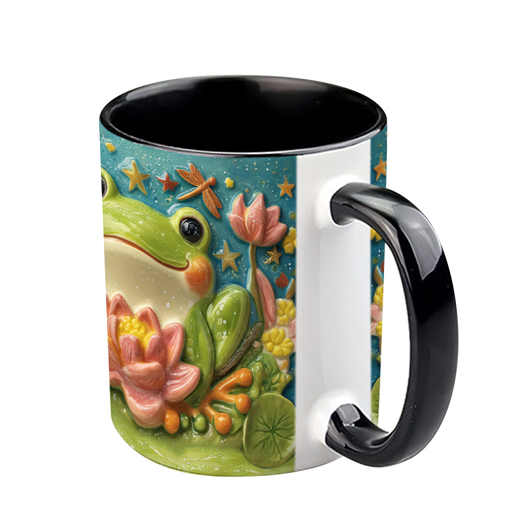 Cute Frog And Lotus - Personalized Frog Accent Mug