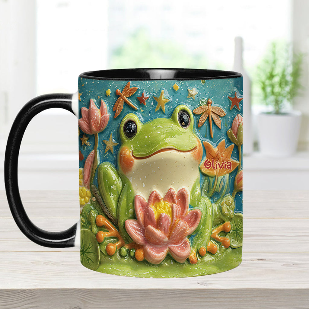 Cute Frog And Lotus - Personalized Frog Accent Mug