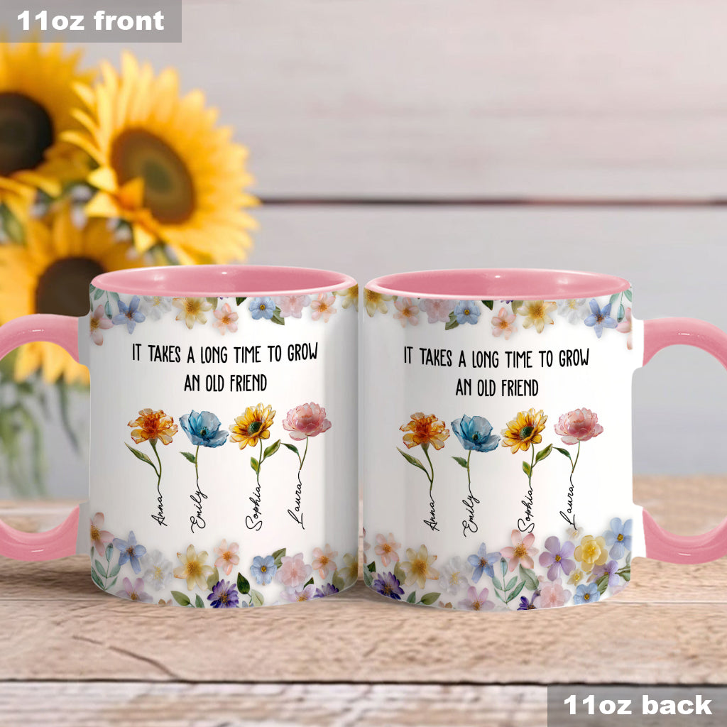 It's Take A Long Time To Grow An Old Friend - Personalized Bestie Accent Mug