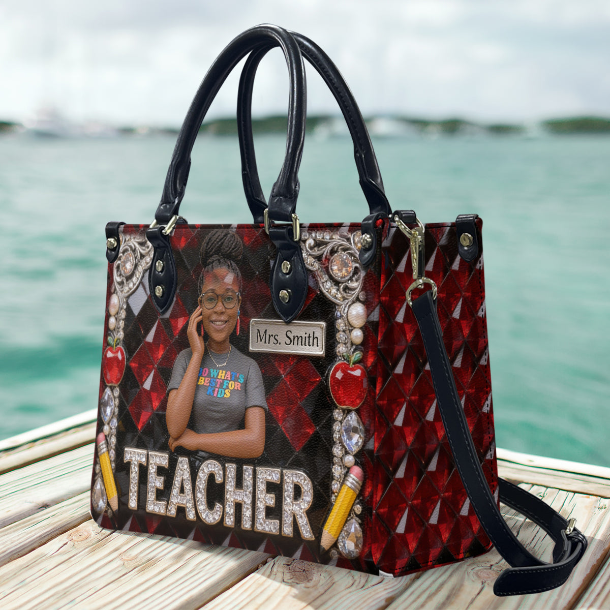 Custom Any Photo Gift For Teacher/Educator - Personalized Teacher Leather Handbag