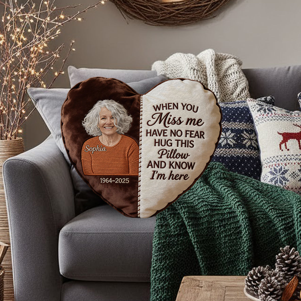 In Loving Memory - Personalized Memorial Faux Fur Shaped Pillow