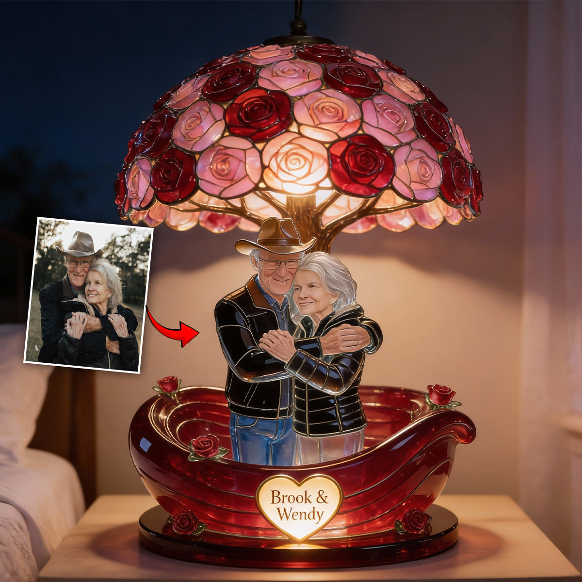 Custom Any Photo You & Me - Personalized Couple Acrylic LED Night Light