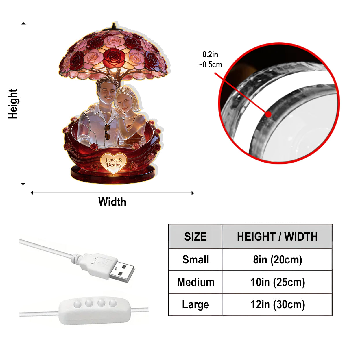 Custom Any Photo You & Me - Personalized Couple Acrylic LED Night Light