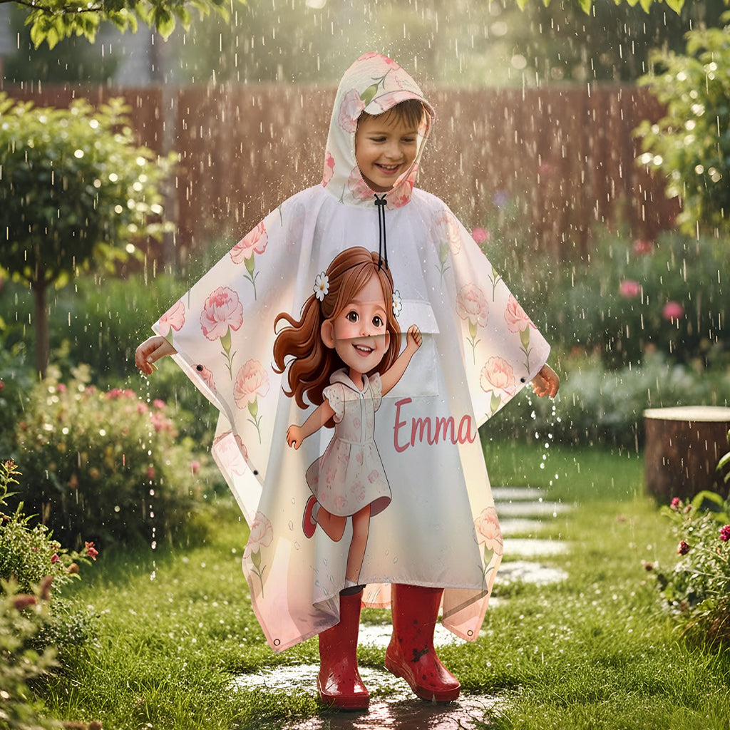 Any Photo Perfect Gift For Kids - Personalized Kid Rain Poncho Coat