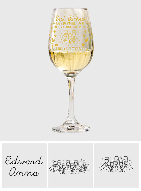Here's To Another Year - Personalized Bestie Wine Glass With Long Stem