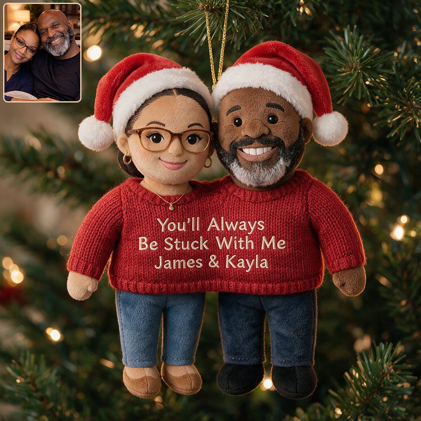 You'll Always Be Stuck With Me - Personalized Couple Plush Ornament