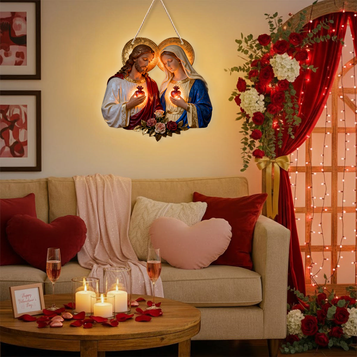 Sacred Hearts Christian - Personalized Christian LED Light Acrylic Sign