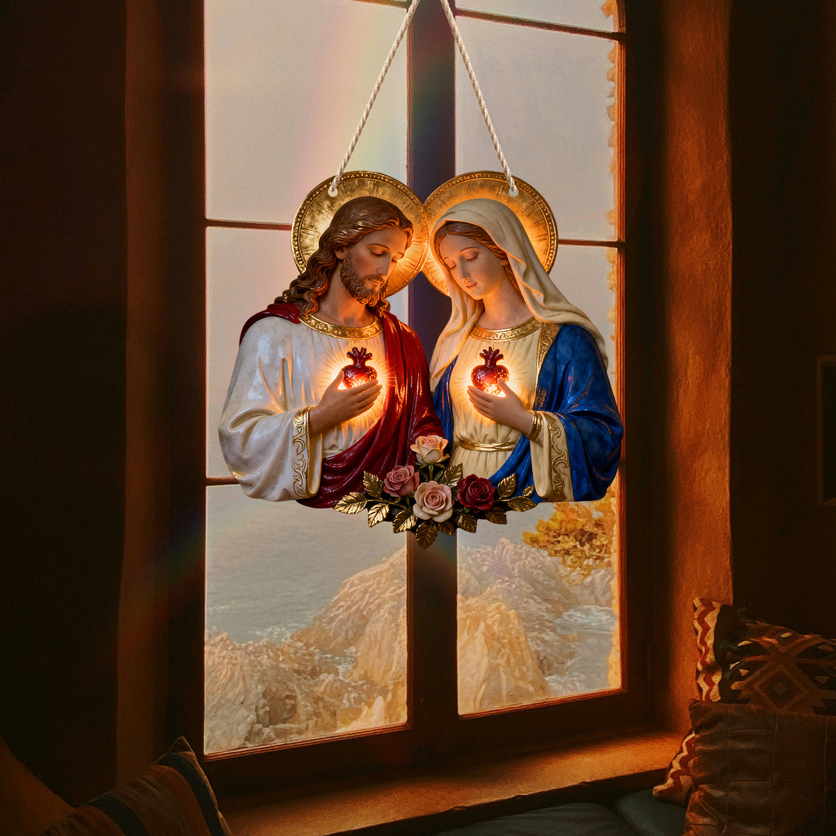 Sacred Hearts Christian - Personalized Christian LED Light Acrylic Sign