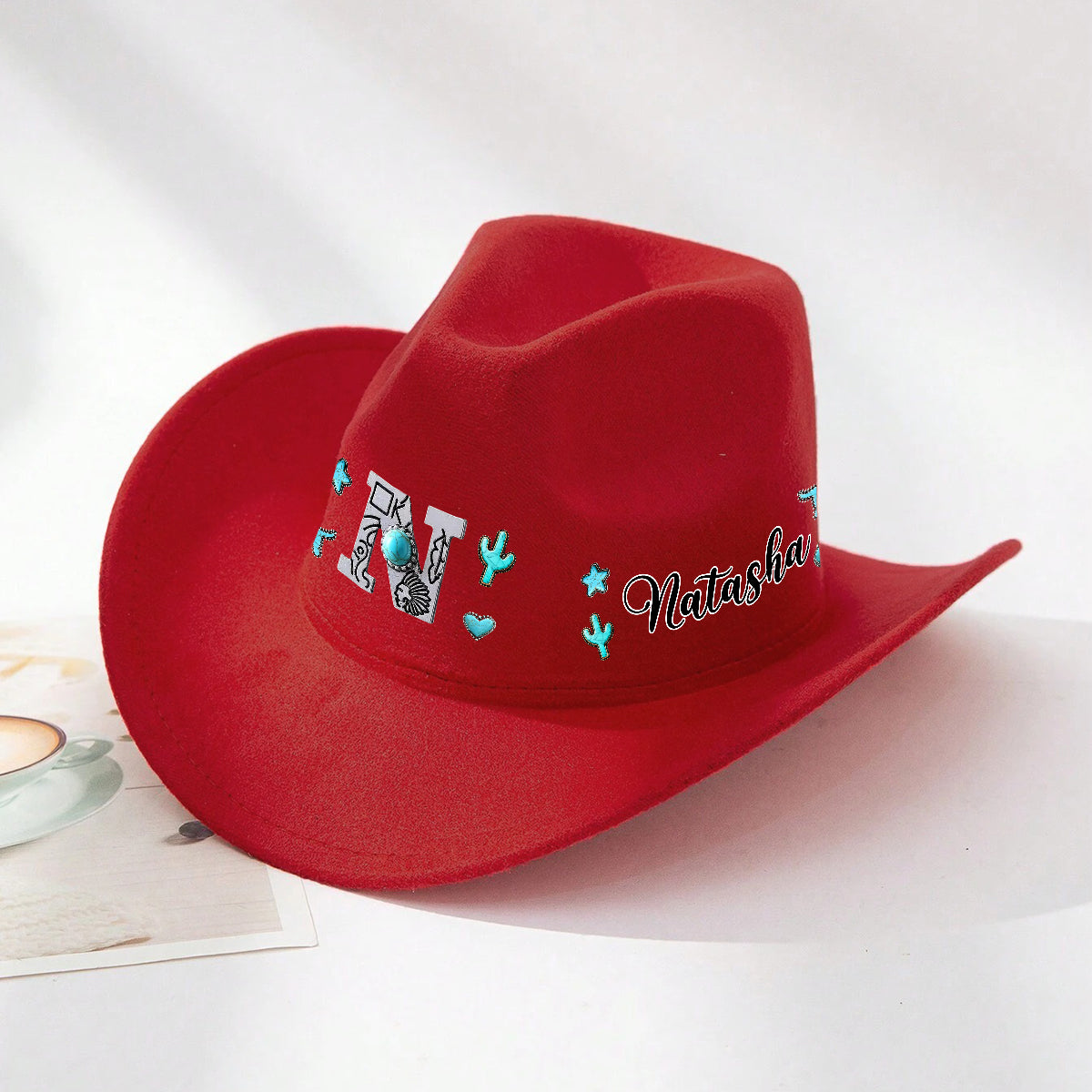 Personalisierter Cowboyhut im Western-Stil mit breitem Krempen