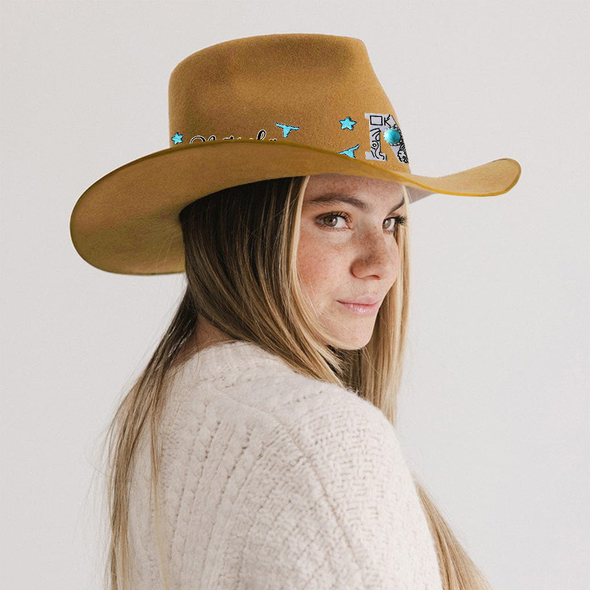 Personalisierter Cowboyhut im Western-Stil mit breitem Krempen