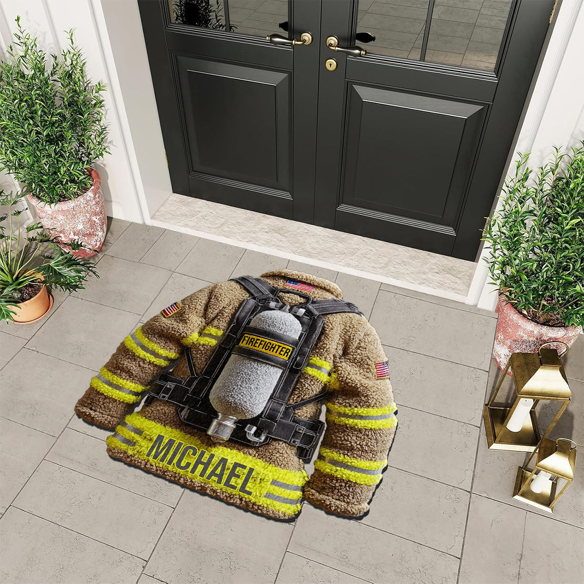 Proud Firefighter - Personalized Firefighter Non-Slip Tufted Rug