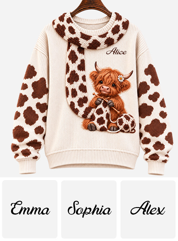 Adorable Highland Cow - Personalized Highland Cow Ugly Sweater
