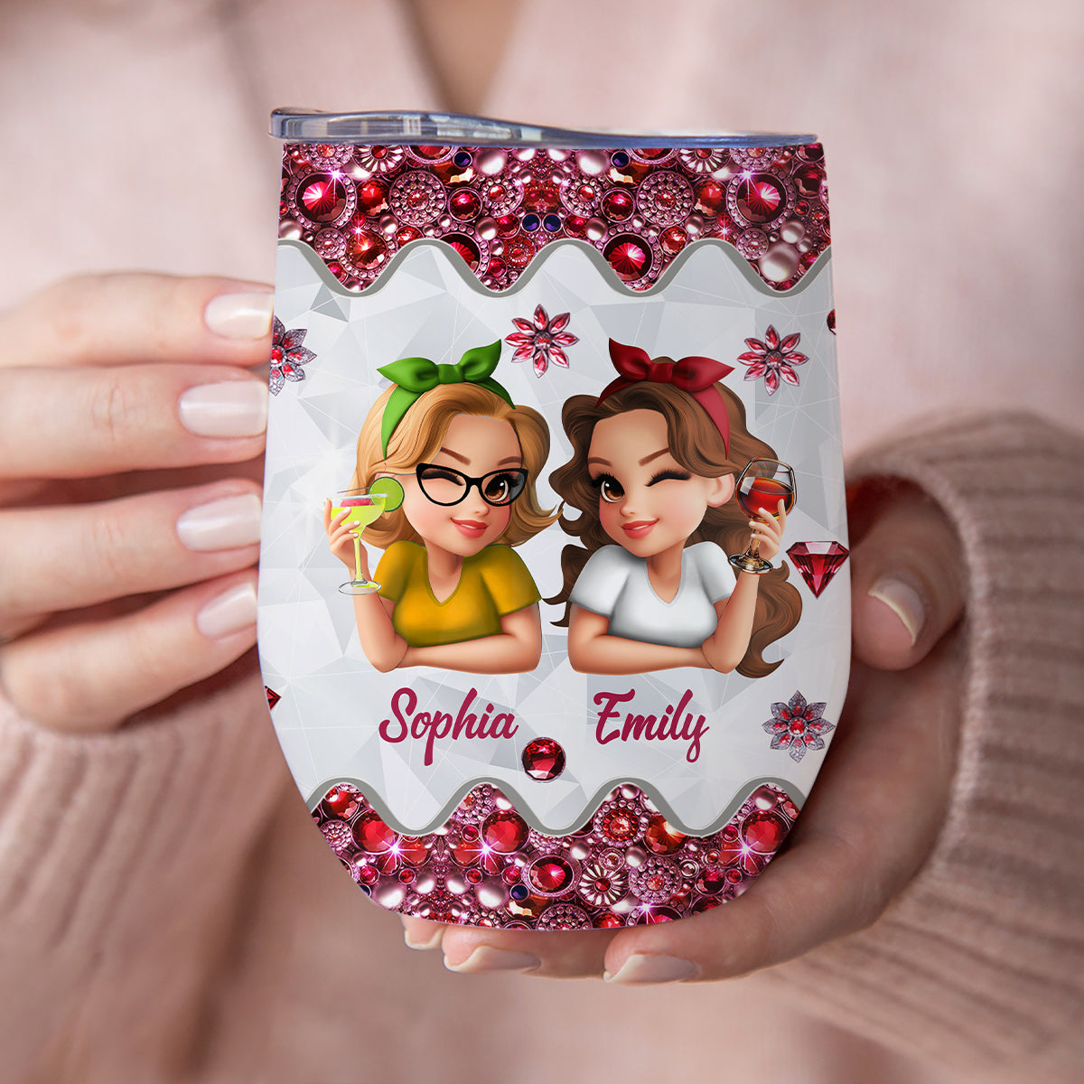 Good Friends Wine Together - Personalized Bestie Wine Tumbler
