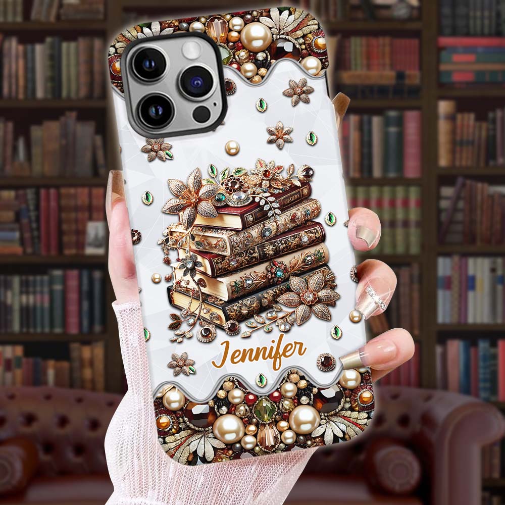 Une fille qui aime les livres - Coque de téléphone personnalisée avec impression intégrale d'un livre