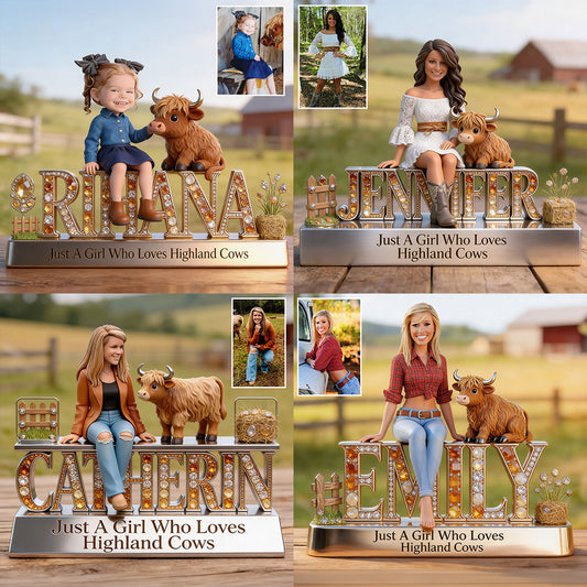 Just A Girl Who Loves Highland Cows - Personalized Highland Cow Custom Shaped Acrylic Plaque