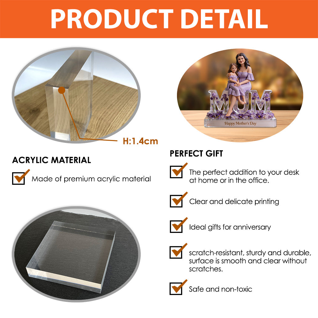 Custom Any Photo Perfect Gift For Mom, Grandma - Personalized Mother Custom Shaped Acrylic Plaque