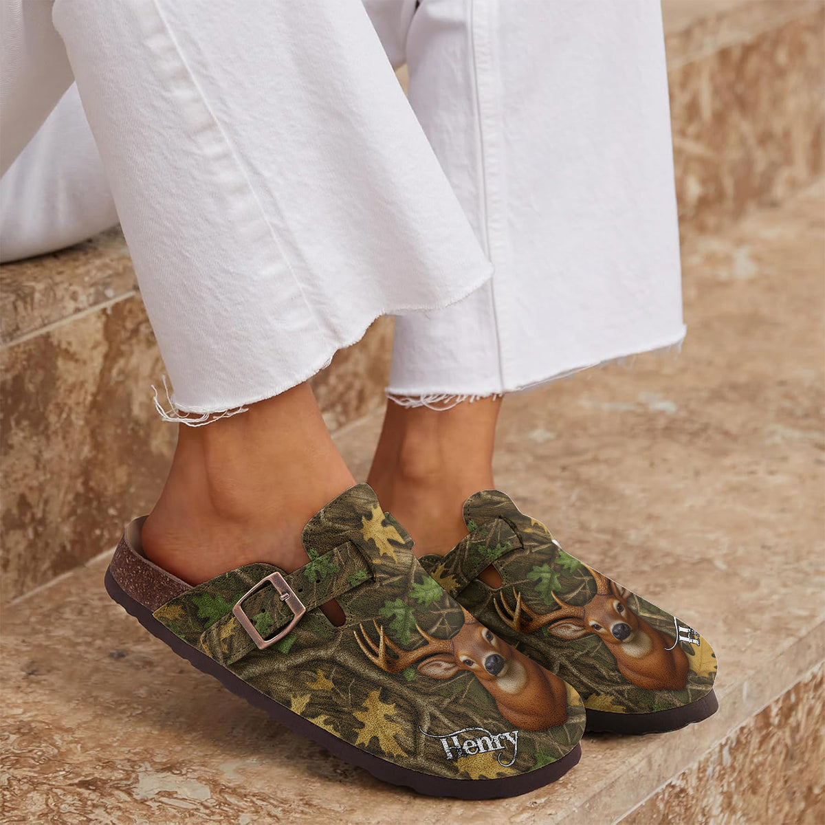 Sabots de chasse personnalisés avec soutien de la voûte plantaire, motif camouflage arboricole, cadeaux pour chasseurs