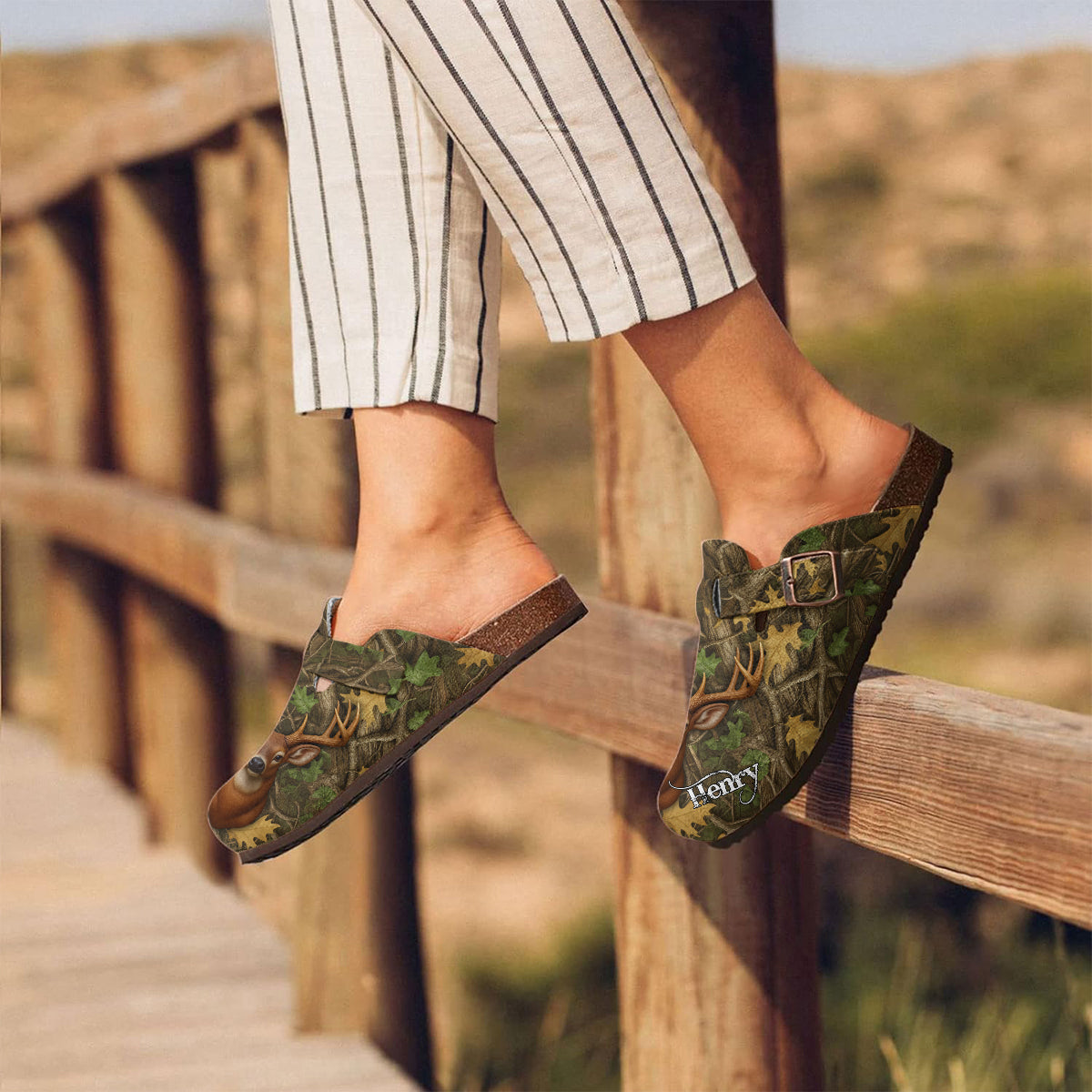 Sabots de chasse personnalisés avec soutien de la voûte plantaire, motif camouflage arboricole, cadeaux pour chasseurs