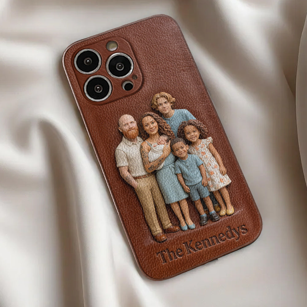 Étui de téléphone en cuir personnalisé avec n'importe quelle photo - Étui de téléphone familial personnalisé