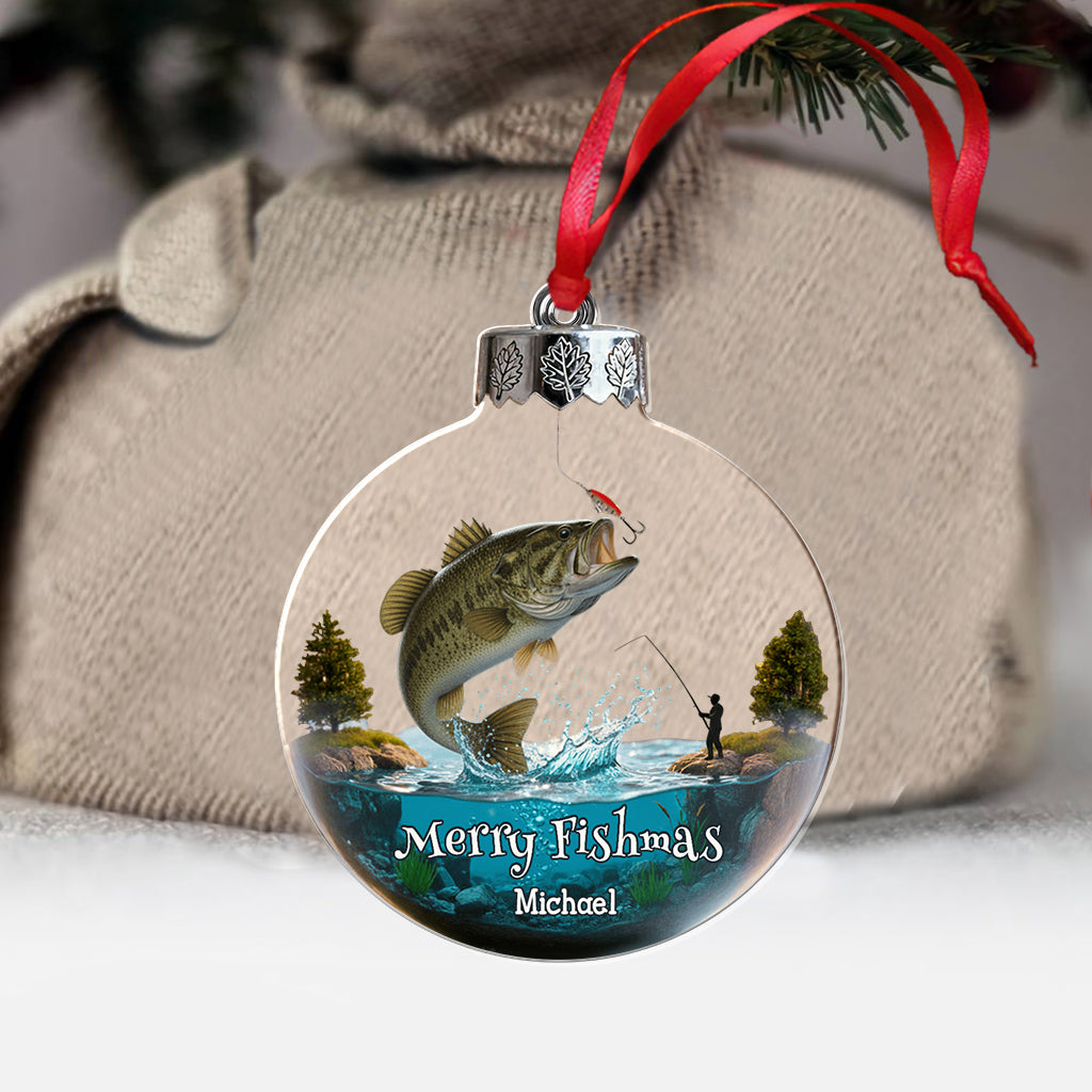 Merry Fishmas - Personalized Fishing Transparent Ornament