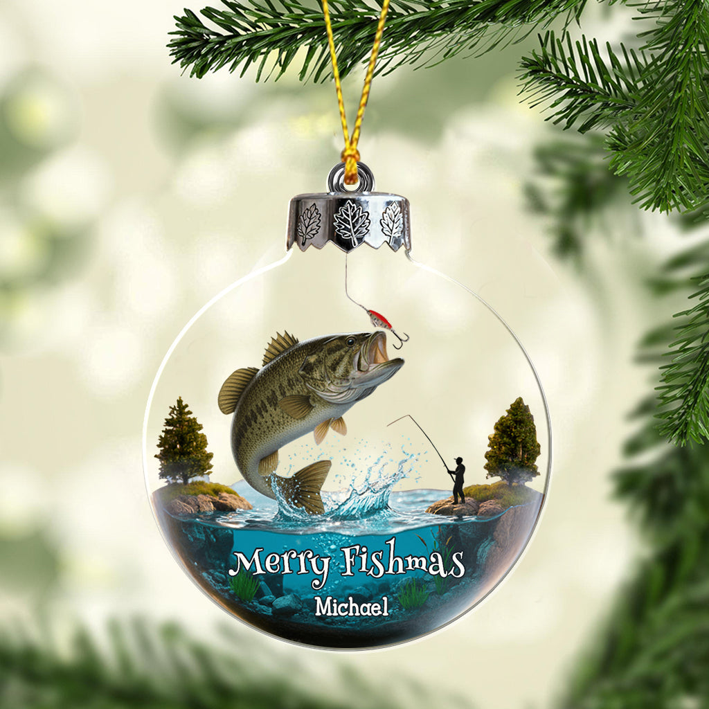 Merry Fishmas - Personalized Fishing Transparent Ornament