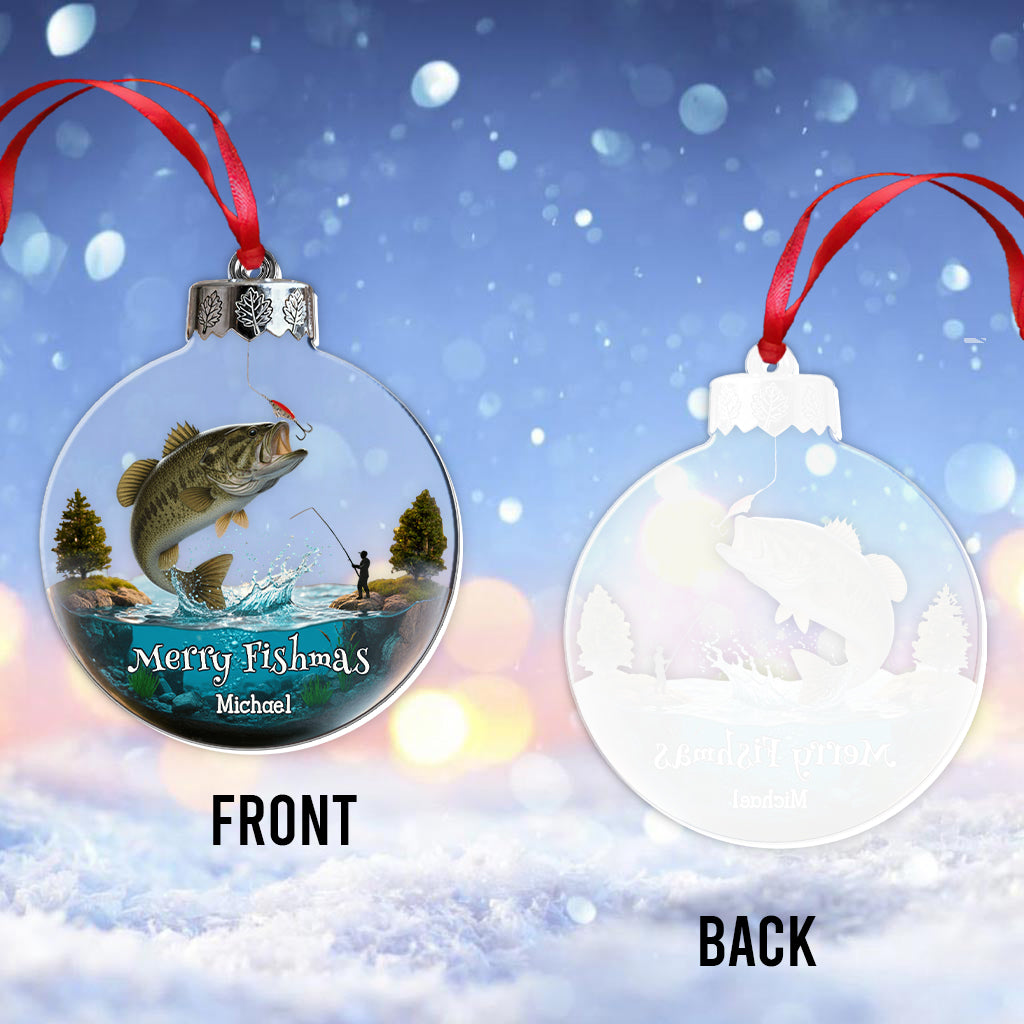 Merry Fishmas - Personalized Fishing Transparent Ornament