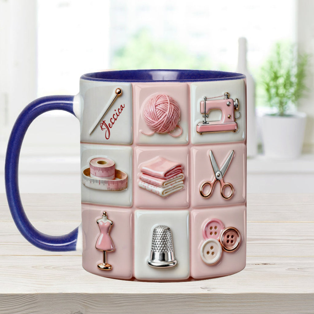 Love Sewing Pink - Personalized Sewing Accent Mug