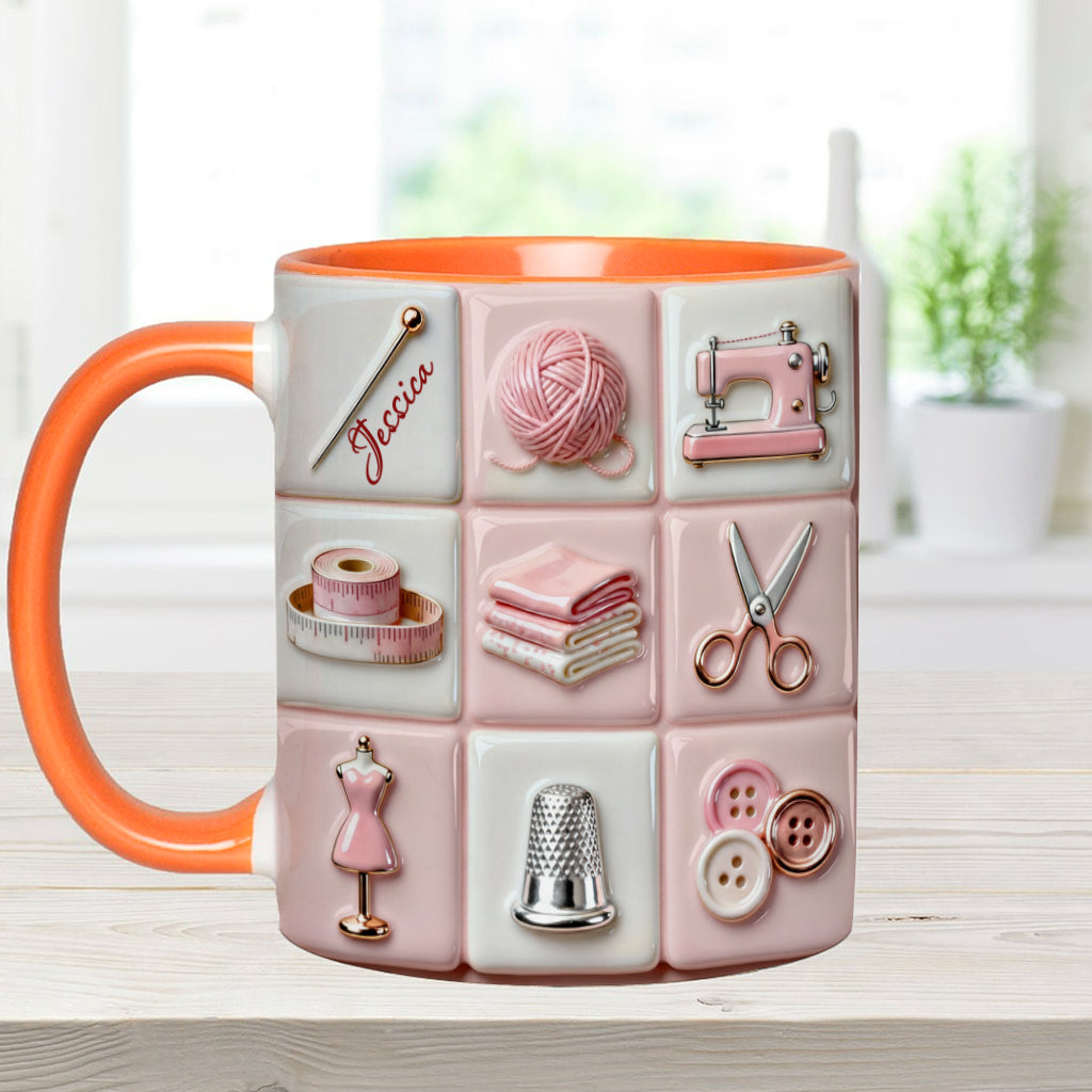 Love Sewing Pink - Personalized Sewing Accent Mug