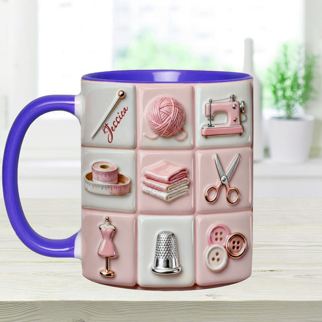 Love Sewing Pink - Personalized Sewing Accent Mug